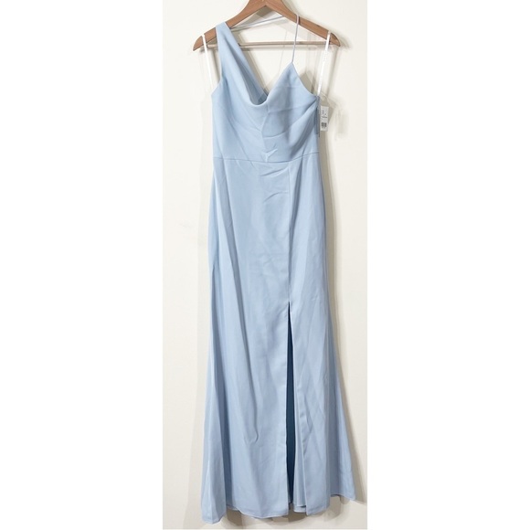 After Six One-Shoulder Draped Cowl-Neck Maxi Dress in Blue Mist Size 4 US NWT - Picture 2 of 8